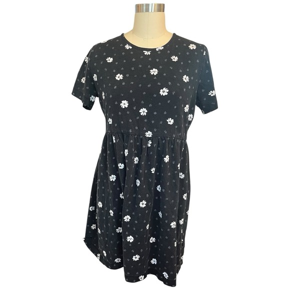 Vans‎ Black Floral Babydoll Dress Skater Grunge Cottagecore Alt Cute Sz Medium - Picture 1 of 3